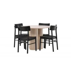 Olivia Rund Spisebordssæt - Sort og Hvid