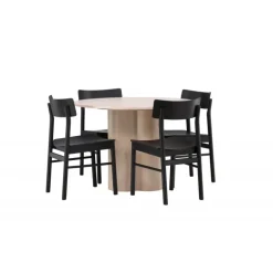 Olivia Rund Spisebordssæt - Sort og Hvid