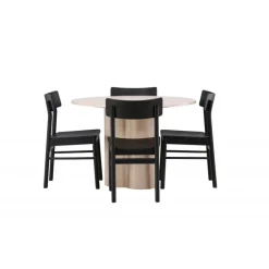 Olivia Rund Spisebordssæt - Sort og Hvid