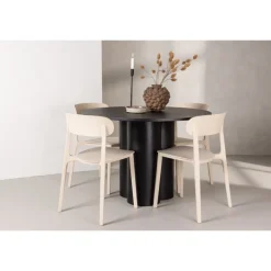 Olivia Rund Spisebordssæt - Beige og Sort