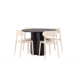 Olivia Rund Spisebordssæt - Beige og Sort