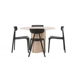 Olivia Rund Spisebordssæt - Sort og Hvid