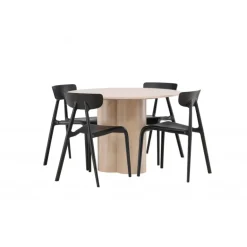 Olivia Rund Spisebordssæt - Sort og Hvid