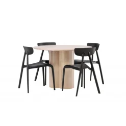 Olivia Rund Spisebordssæt - Sort og Hvid