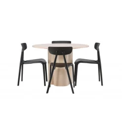 Olivia Rund Spisebordssæt - Sort og Hvid