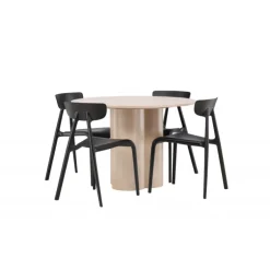 Olivia Rund Spisebordssæt - Sort og Hvid