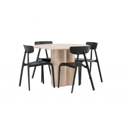 Olivia Rund Spisebordssæt - Sort og Hvid