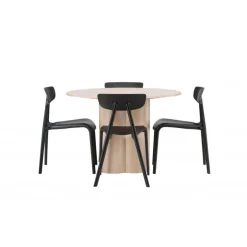 Olivia Rund Spisebordssæt - Sort og Hvid