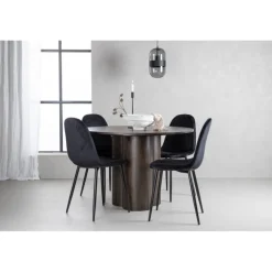 Olivia Rund Spisebordssæt - Sort og Mocca