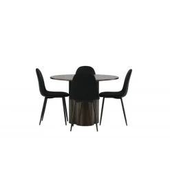 Olivia Rund Spisebordssæt - Sort og Mocca