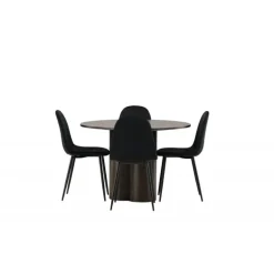 Olivia Rund Spisebordssæt - Sort og Mocca