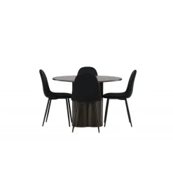 Olivia Rund Spisebordssæt - Sort og Mocca