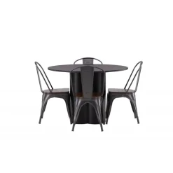 Olivia Rund Spisebordssæt - Sort og Valnød