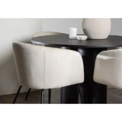 Olivia Rund Spisebordssæt - Beige og Sort