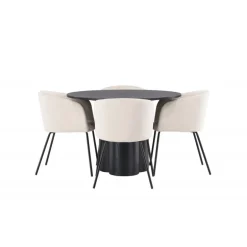 Olivia Rund Spisebordssæt - Beige og Sort