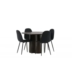 Olivia Rund Spisebordssæt - Sort og Mocca