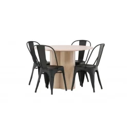 Olivia Rund Spisebordssæt - Sort og Hvid