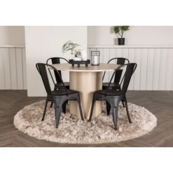 Olivia Rund Spisebordssæt - Sort og Hvid