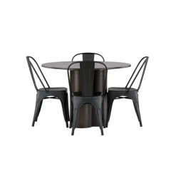 Olivia Rund Spisebordssæt - Sort og Mocca