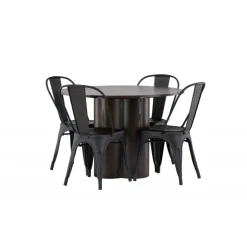 Olivia Rund Spisebordssæt - Sort og Mocca