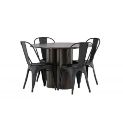 Olivia Rund Spisebordssæt - Sort og Mocca