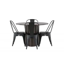 Olivia Rund Spisebordssæt - Sort og Mocca