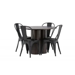 Olivia Rund Spisebordssæt - Sort og Mocca