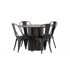 Olivia Rund Spisebordssæt - Sort og Mocca