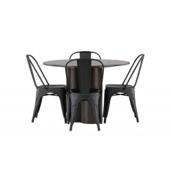 Olivia Rund Spisebordssæt - Sort og Mocca