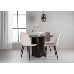 Olivia Rund Spisebordssæt - Beige og Mocca