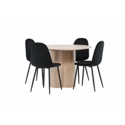 Olivia Rund Spisebordssæt - Sort og Hvid