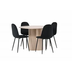 Olivia Rund Spisebordssæt - Sort og Hvid