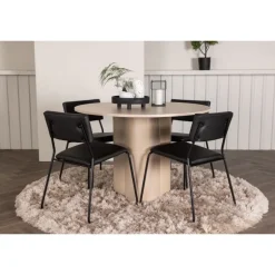 Olivia Rund Spisebordssæt - Sort og Hvid