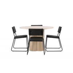 Olivia Rund Spisebordssæt - Sort og Hvid