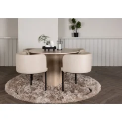 Olivia Rund Spisebordssæt - Beige og Hvid