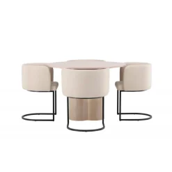 Olivia Rund Spisebordssæt - Beige og Hvid