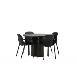 Olivia Rund Spisebordssæt - Sort og Mocca