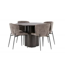Olivia Rund Spisebordssæt - Mørkegrå og Mocca