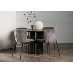 Olivia Rund Spisebordssæt - Mørkegrå og Mocca
