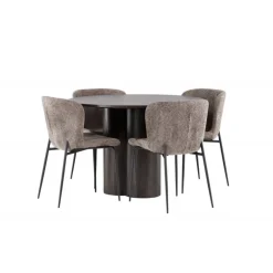 Olivia Rund Spisebordssæt - Mørkegrå og Mocca