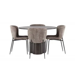 Olivia Rund Spisebordssæt - Mørkegrå og Mocca