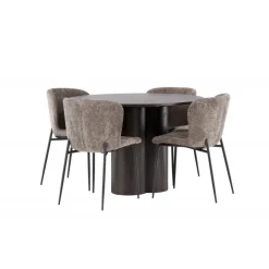 Olivia Rund Spisebordssæt - Mørkegrå og Mocca