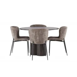 Olivia Rund Spisebordssæt - Mørkegrå og Mocca