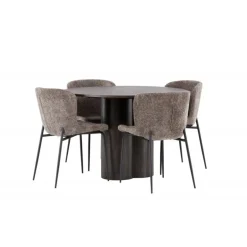 Olivia Rund Spisebordssæt - Mørkegrå og Mocca