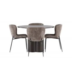 Olivia Rund Spisebordssæt - Mørkegrå og Mocca