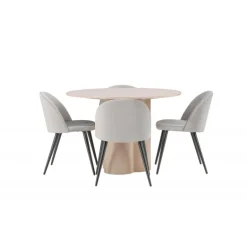 Olivia Rund Spisebordssæt - Grå og Hvid