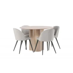 Olivia Rund Spisebordssæt - Grå og Hvid