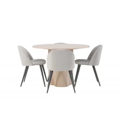 Olivia Rund Spisebordssæt - Grå og Hvid