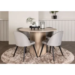 Olivia Rund Spisebordssæt - Grå og Hvid