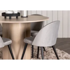 Olivia Rund Spisebordssæt - Grå og Hvid
